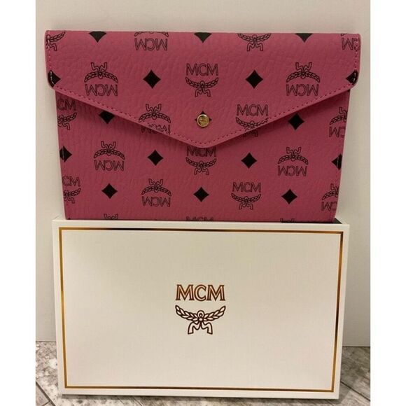 MCM Pink Clutch with Black Accents - Picture 3 of 8